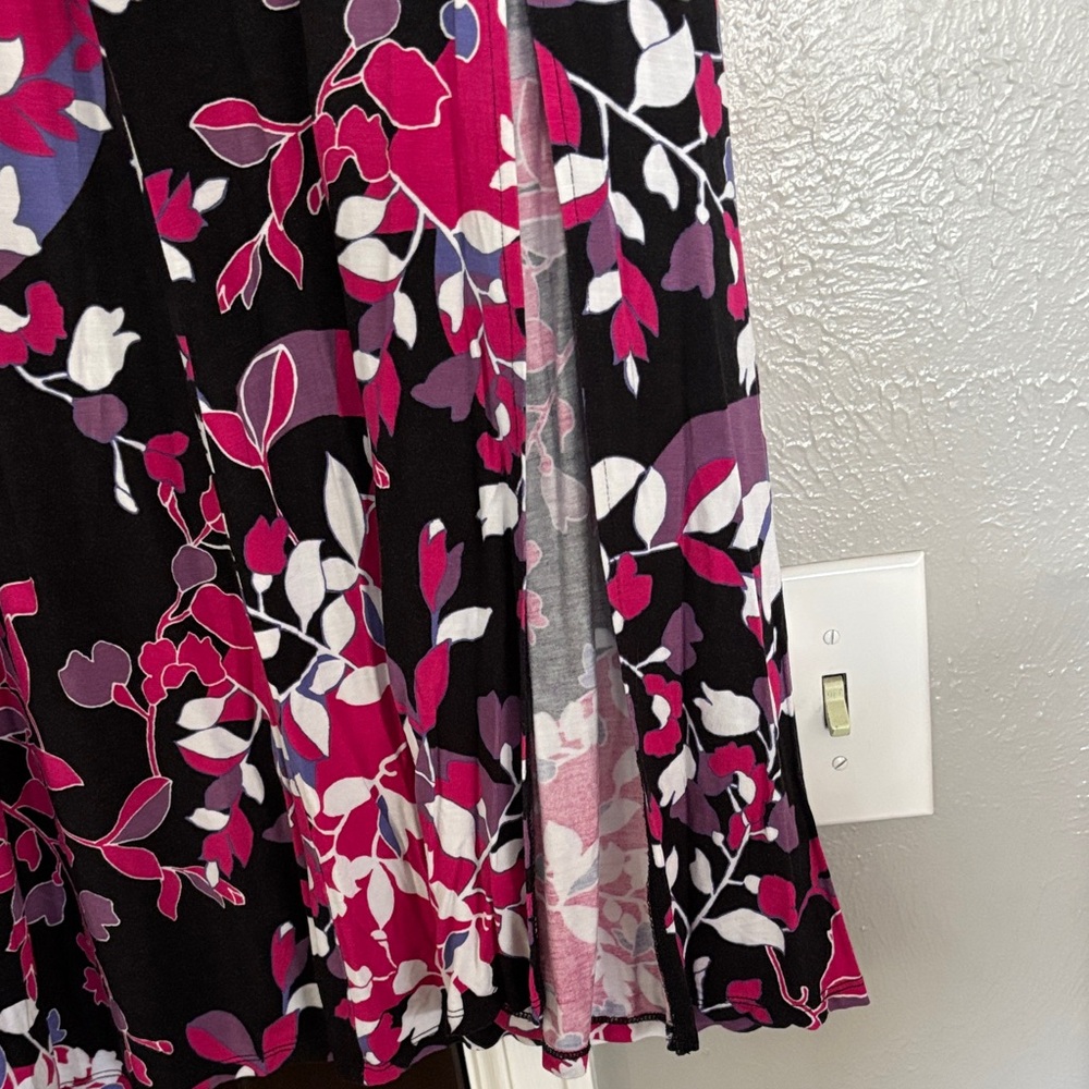 Lane Bryant Black and Pink Floral A-Line Skirt - Picture 3 of 3